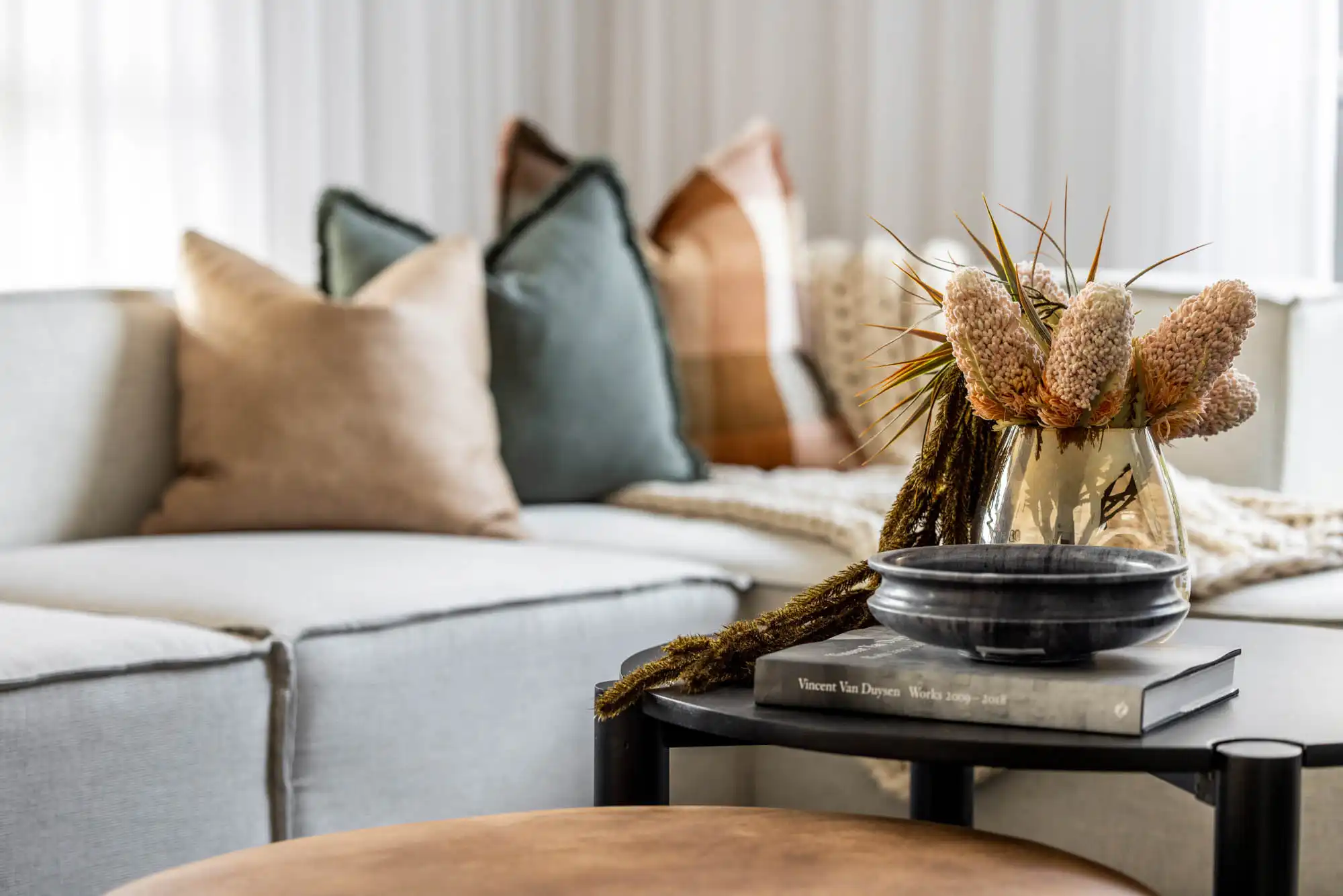 Close up interiors with neutral tones and pops of colour to brighten up the space at Nowra 26