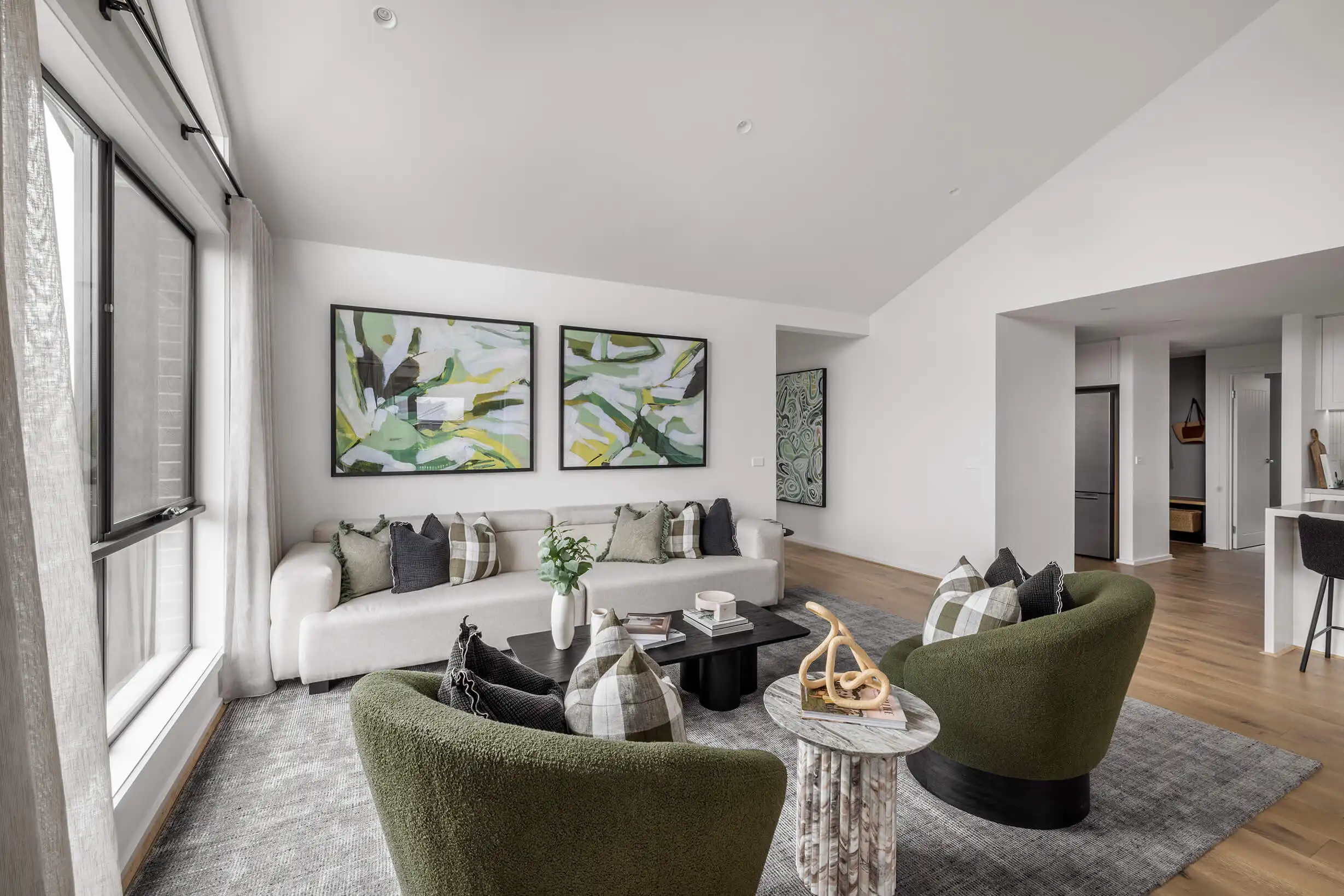 Simonds single storey redhill 30 living space with khaki accents throughout the house to compliment eachtoher