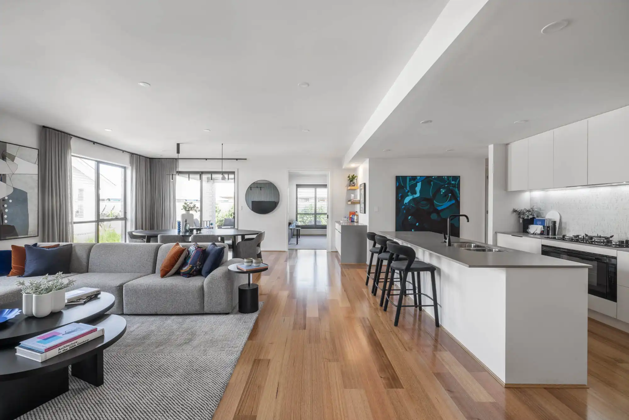 Timber flooring with a sleek open plan concept at the Victor 29 Riverlea