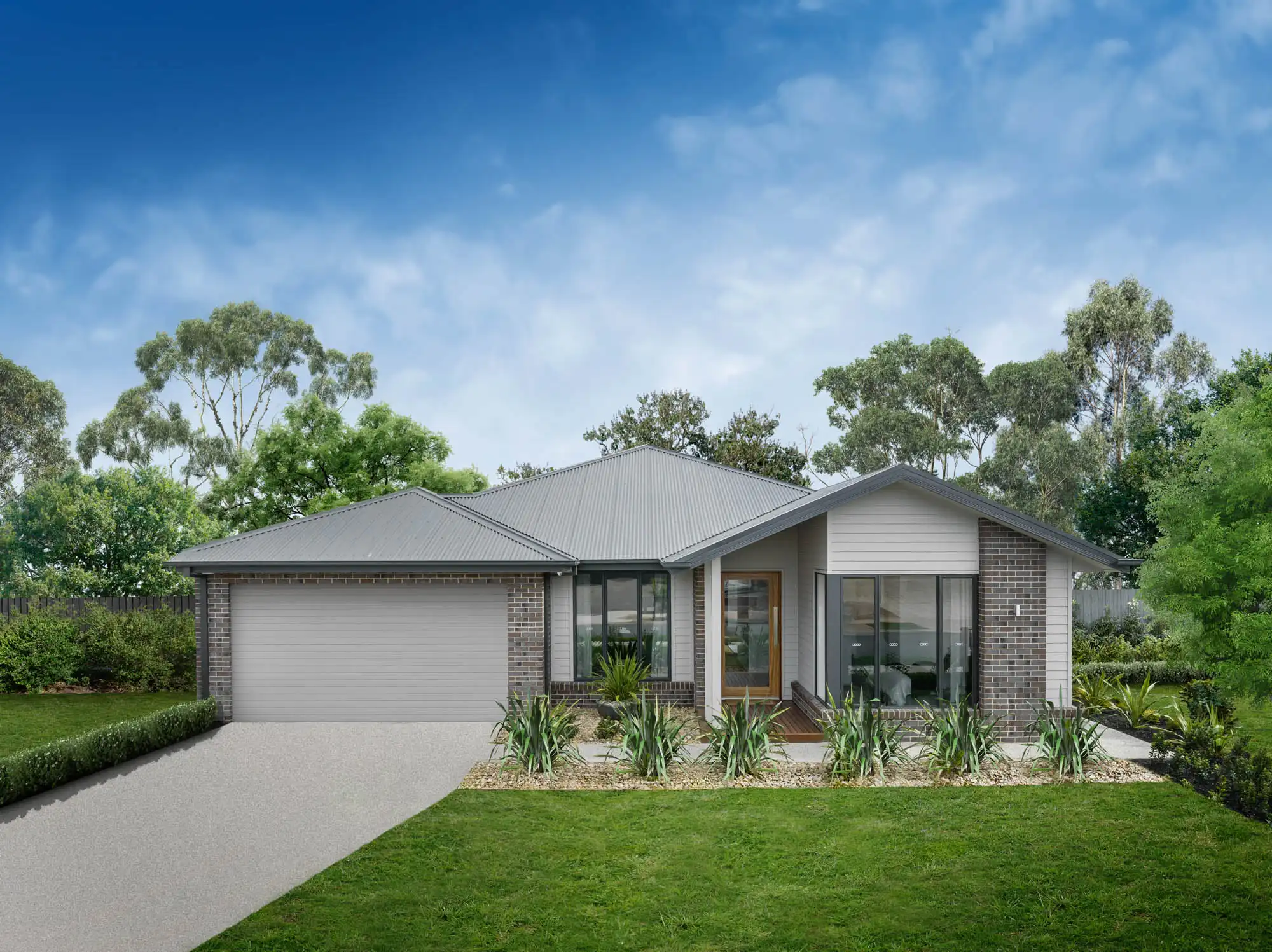 Redhill 30 facade in Strathfieldsaye, newport cladding paired with a rustic look of Austral bricks for country-inspired