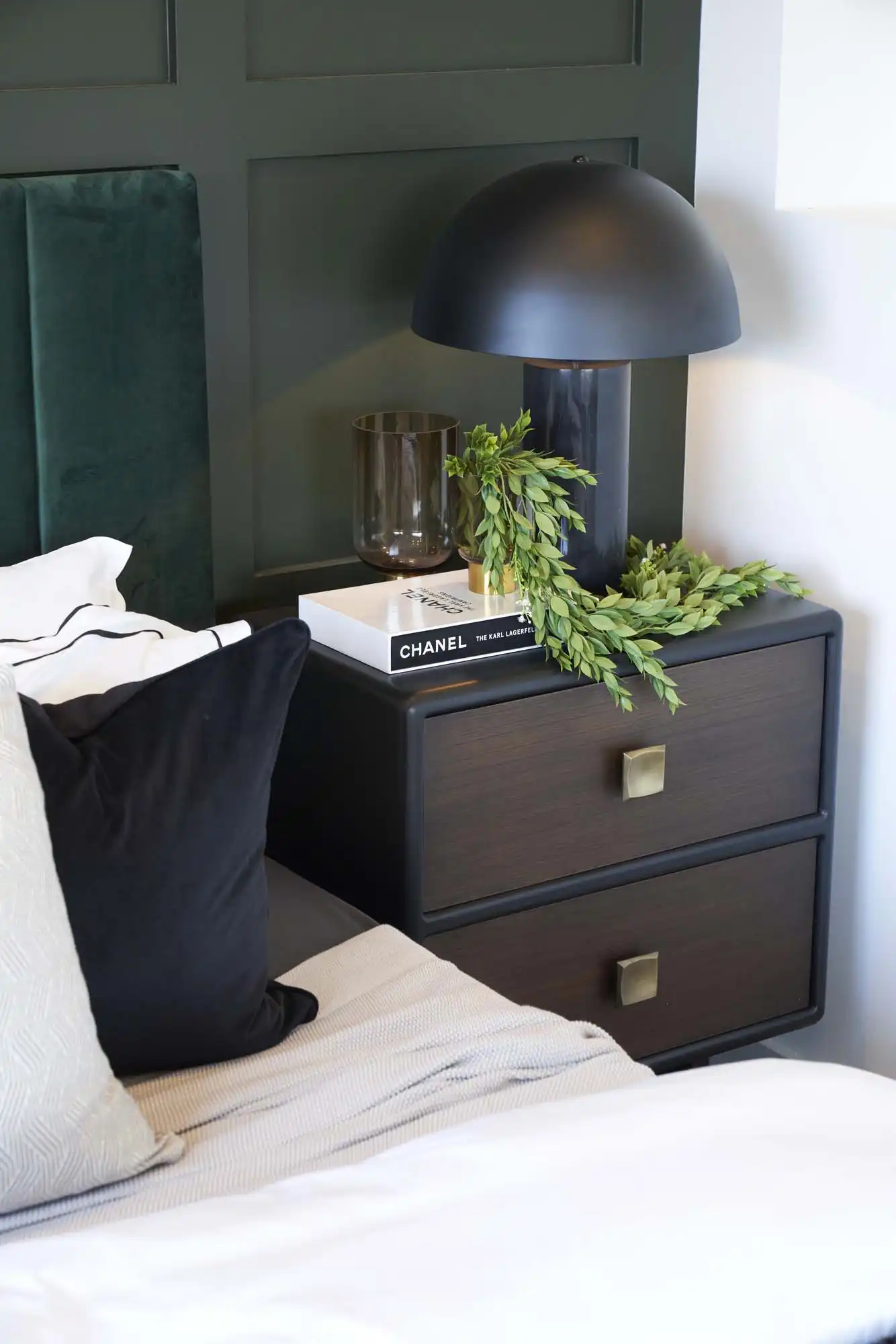 moody dark colours for master bedroom panelling