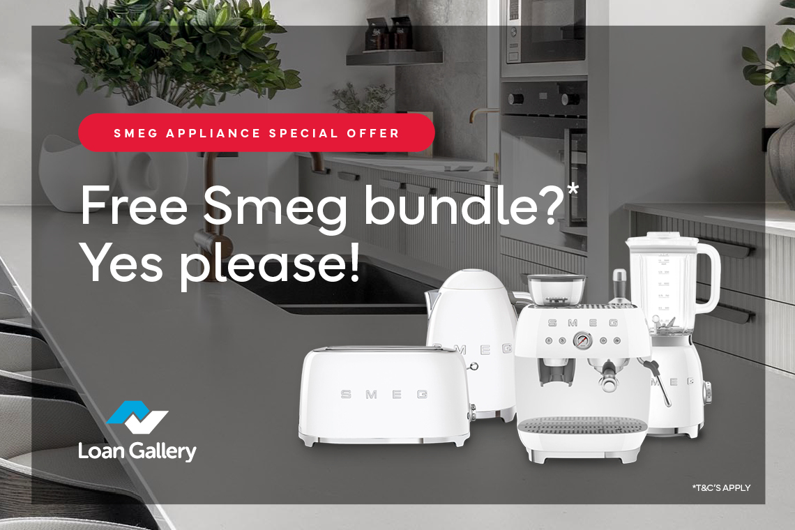 Reads: Smeg appliance special offer. Free Smeg bundle?* Yes please!